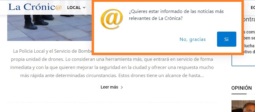 Subscribirse al servicio, gratuito, de notificaciones de LA CRÓNICA es muy sencillo; darse de baja, si se juzga necesario, también.