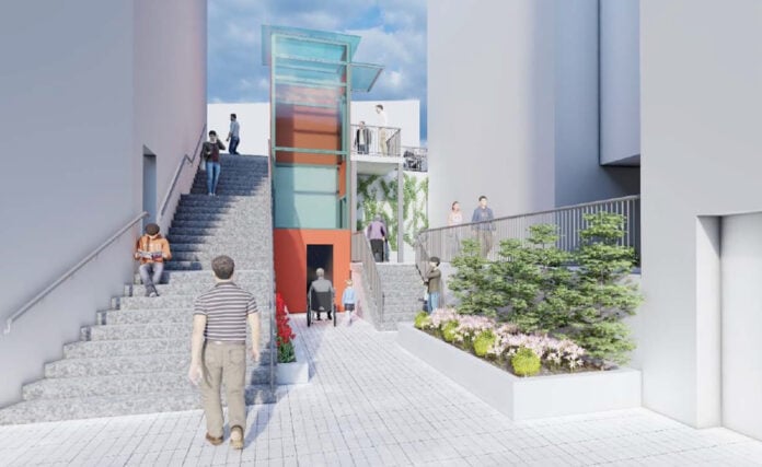Imagen virtual del futuro ascensor de la calle Nardo de Azuqueca de Henares.