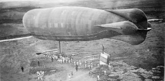 El dirigible "España", en Guadalajara.