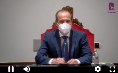 Alberto Rojo, alcalde de Guadalajara, tras reanudarse el pleno del 28 de enero de 2022. (Foto: Ayto. Guadalajara / La Crónic@)