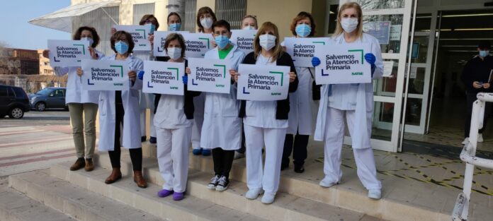 Protesta de SATSE en Guadalajara el 10 de febrero de 2022.