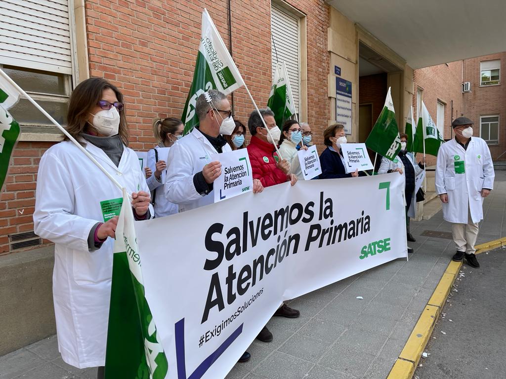 Protesta de SATSE en Guadalajara el 10 de febrero de 2022.