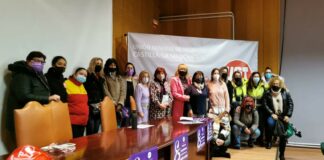 Tras el 8M, un 11M en Guadalajara por la igualdad Participantes en el acto de UGT este 11 de marzo de 2022 sobre el 8M, en el Palacio del Infantado de Guadalajara.