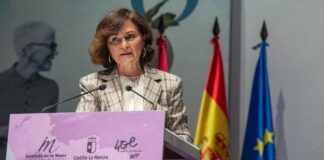 Carmen Calvo, en el acto institucional del Día de las Mujeres, celebrado en Talavera de la Reina el 7 de marzo de 2022.