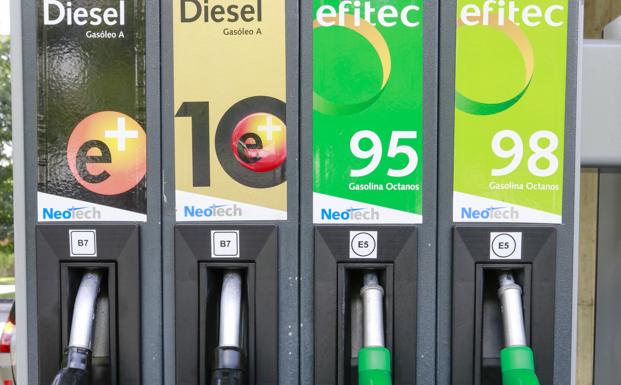 Surtidores de carburante en una gasolinera.