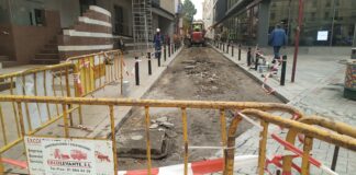 Inicio de las obras en la calle Topete de Guadalajara. (Foto: La Crónic@)