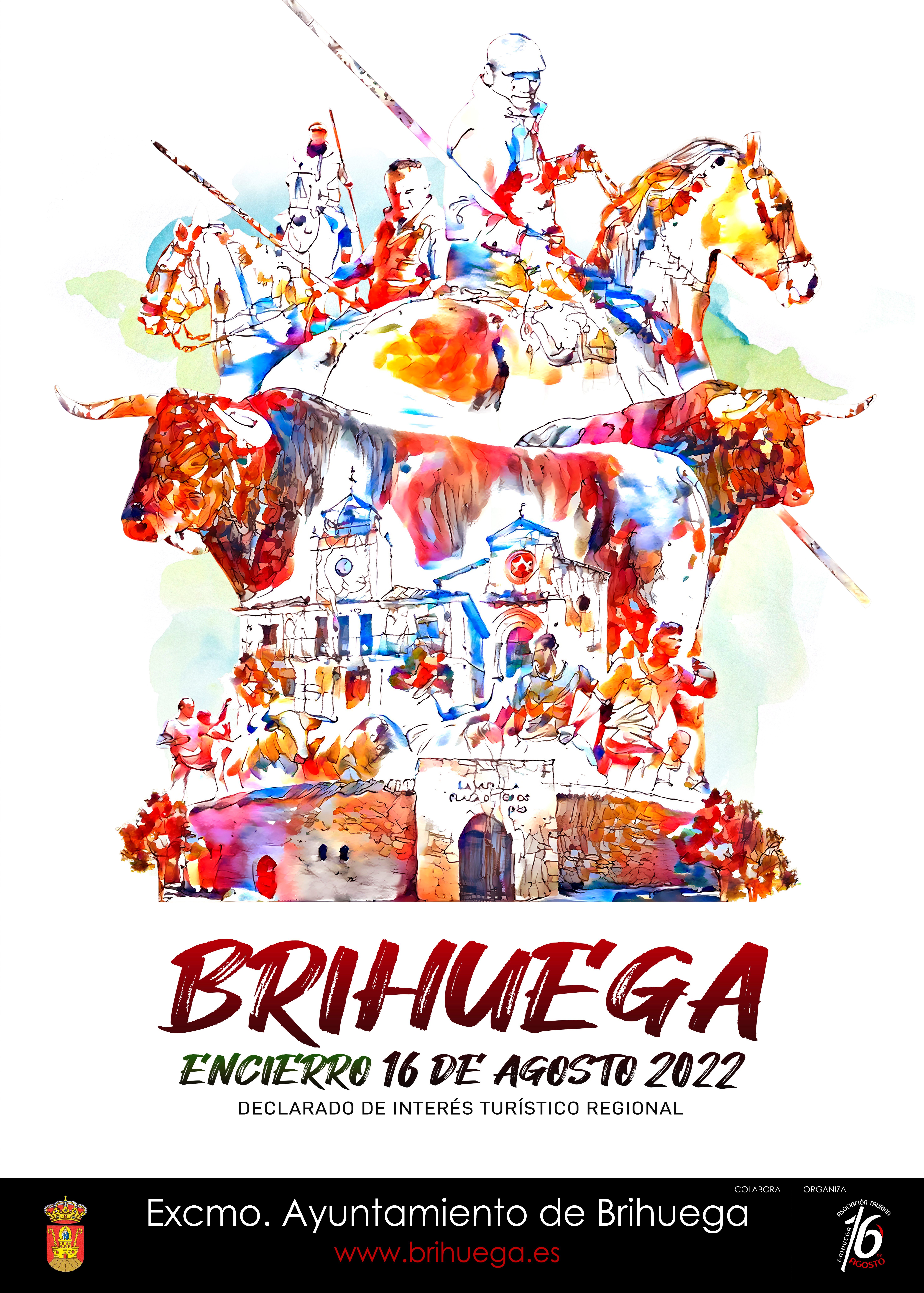 Cartel anunciador del encierro de Brihuega de 2022.