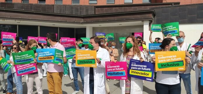 Protesta de profesionales de Enfermería en Ciudad Real, el 12 de mayo de 2022.