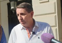 Eladio Freijo en el momento de hacer estas declaraciones, el 9 de mayo de 2022, ante el Ayuntamiento de Guadalajara.