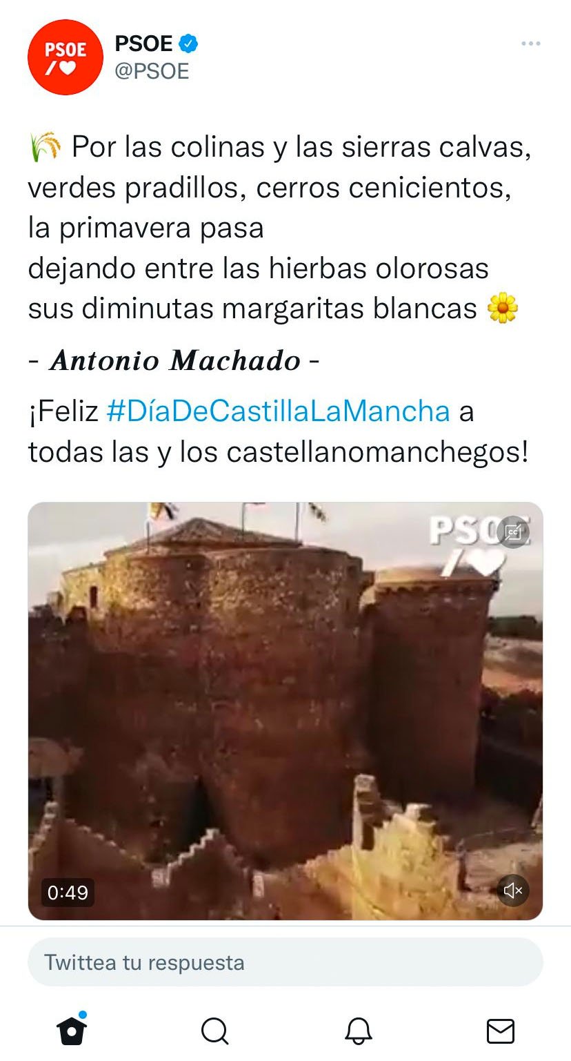 El tuit de la polémica em el Día de Castilla-La Mancha.