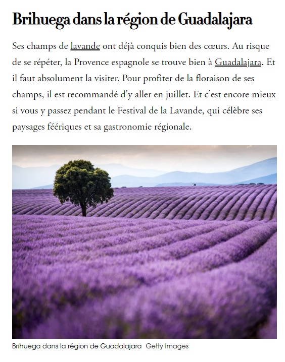 Presencia de los campos de lavanda de Brihuega en la edición francesa de la revista "Vogue".