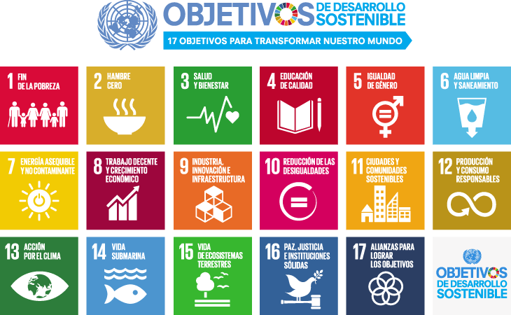 En la ilustración, los 17 objetivos de desarrollo sostenible marcados por la Agenda 2030.