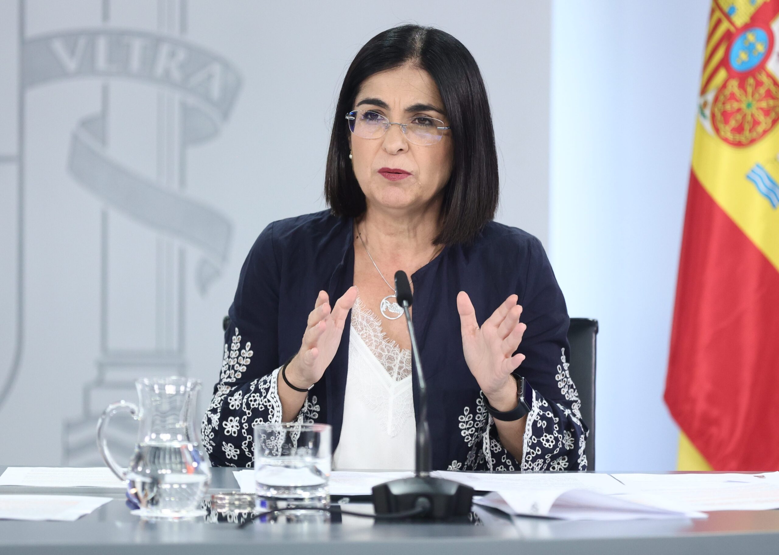 La ministra de Sanidad, Carolina Darias, en la rueda de prensa, posterior al Consejo de Ministros el 5 de julio de 2022. (Foto: EP)