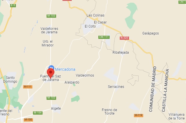 Localización de Fuente el Saz del Jarama. (Fuente: Google Maps)