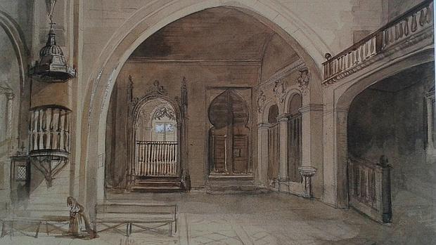 Interior de la iglesia de San Andrés en 1837. El grabado forma parte de los fondos del Museo Lázaro Galdiano, de Madrid.