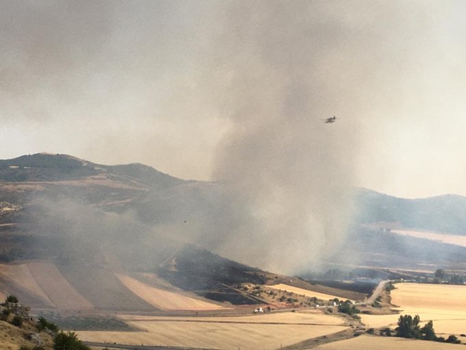 Incendio cerca de Atienza, en la tarde del 18 de julio de 2022.