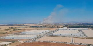 El incendio en Yunquera de Henares este sábado ha cobrado fuerza muy rápidamente.