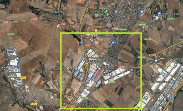 Localización, dentro del recuadro, del polígono industrial La quinta, de Cabanillas del Campo. (Foto: Google Maps)
