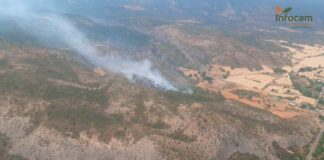 Vista aérea del incendio en El Recuenco el 16 de julio de 2022. (Foto: Infocam)