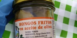 Hongos fritos en aceite de oliva (Boletus edulis) de la marca 'El Agricultor'.
