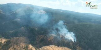 Incendio en Galve de Sorbe, antes de su completa extinción el 31 de julio de 2022. (Foto: Infocam)