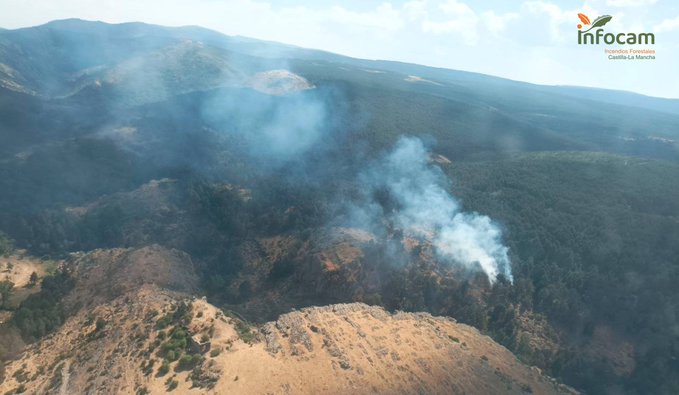 Incendio en Galve de Sorbe, antes de su completa extinción el 31 de julio de 2022. (Foto: Infocam)