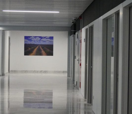Uno de los pasillos de la planta 0 de la ampliación del Hospital de Guadalajara. (Foto: La Crónic@)
