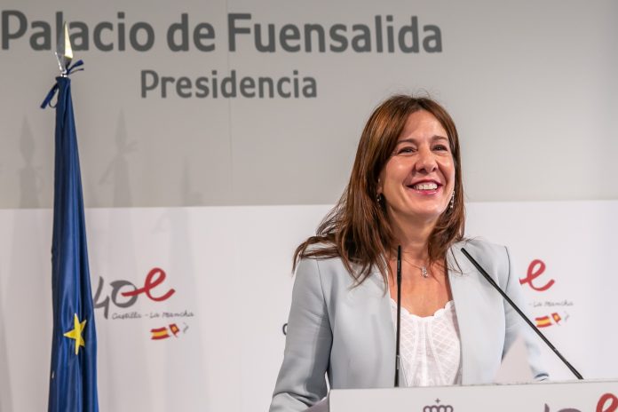 Blanca Fernández, en su comparecencia del 21 de septiembre de 2022 en el Palacio de Fuensalida.