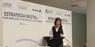 La directora de pequeña y mediana empresa de Microsoft España, Valle del Águila, durante su intervención en Guadalajara.