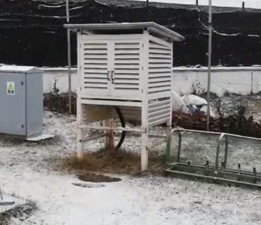 Nieve en el observatorio meteorológico de Molina de Aragón en la mañana del 18 de enero de 2023. (Foto: AEMET)