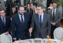 Núñez y Feijóo juntos en el Hotel Ritz este lunes. (Foto: EP)