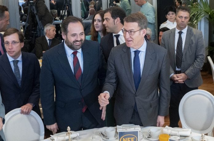 Núñez y Feijóo juntos en el Hotel Ritz este lunes. (Foto: EP)