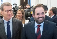 Feijóo y Núñez, en el Hotel Ritz de Madrid el 27 de marzo de 2023. (Foto: EP)