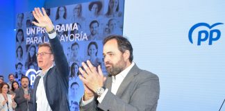 Paco Núñez y Feijóo este domingo en Guadalajara. (Foto: Rafa Martín / EP)