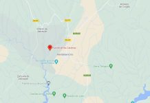 El cráneo, junto con varios huesos, apareció a la orilla del Bornova, cerca de Hiendelaencina. (Croquis: Google Maps)