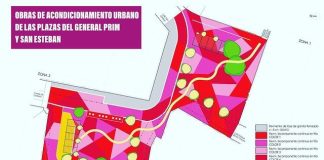 Este es el pavimento y la distribución de árboles y mobiliario urbano que se plantea para las plazas de San Esteban y Prim. (Fuente: Ayuntamiento de Guadalajara)