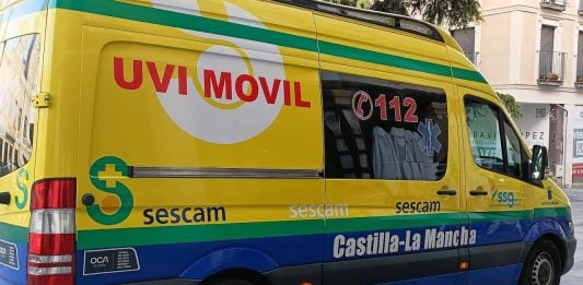 Ambulancia del SESCAM en Guadalajara en abril de 2023. (Foto: La Crónic@)