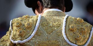 Bordados de un traje de luces, en fotografía de archivo.