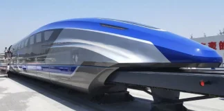 Imagen del tren chino por levitación con más posibilidades de seguir adelante y llegar a ser funcional a altas velocidades.