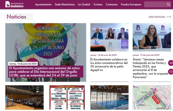 Web del Ayuntamiento de Guadalajara el 28 de junio de 2023.