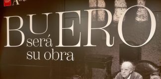 Cartel de la exposición 'Buero será su obra' en la Biblioteca Regional de Madrid.