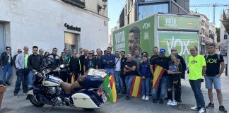 Participantes en la marcha de Vox en moto por la provincia, el 9 de julio de 2023.