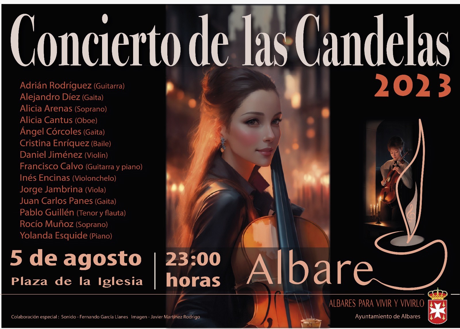 Cartel del Concierto de las Candelas en Albares, en su edición de 2023.