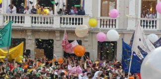 Pregón, chupinazo y balcones en guerra según se han producido los acontecimientos en Guadalajara durante las últimas horas. (Foto: La Crónic@)