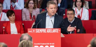 Emiliano García-Page, durante su intervención ante el Comité Federal del PSOE el 28 de octubre de 2023.