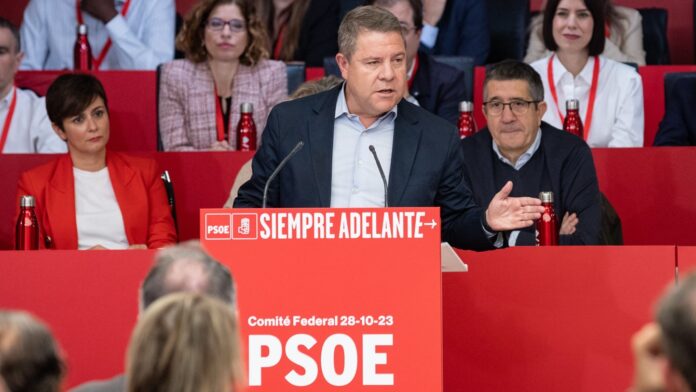 Emiliano García-Page, durante su intervención ante el Comité Federal del PSOE el 28 de octubre de 2023.