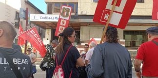 Protesta por los interinos de Geacam el 2 de octubre de 2023 en Guadalajara. (Foto: La Crónic@)