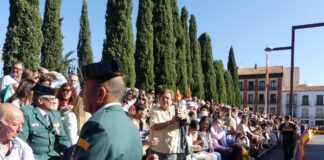 Tribunas del público en el acto celebrado por la Guardia Civil este 12 de octubre de 2023 en Guadalajara.