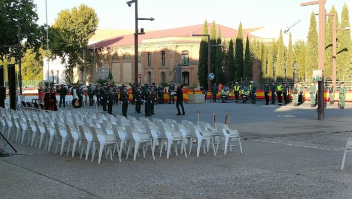Últimos ensayos de la fuerza implicada en la ceremonia en honor de la Patrona de la Guardia Civil, en Guadalajara. (Foto: La Crónic@)