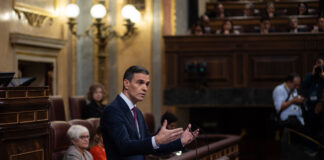 Pedro Sánchez, durante la primera jornada de la investidura, el 15 de noviembre de 2023. (Foto: EP)